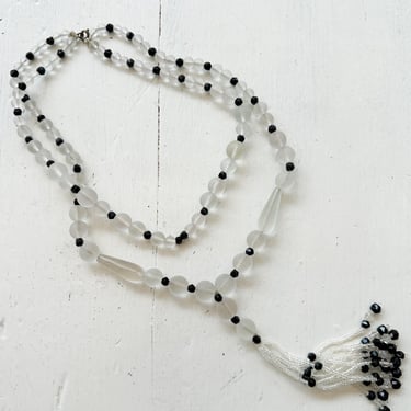 1920s Frosted Glass Double Strand Sautoir 