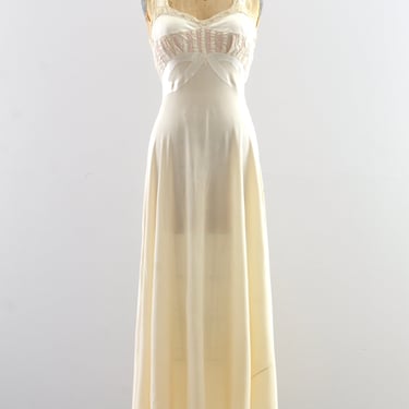 Vintage 1940s Champagne Satin Gown
