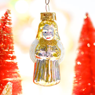 VINTAGE: Angel Glass Ornament - Blown Figural Glass Ornament - Hand Painted Ornament - SKU 30-408-00017185 