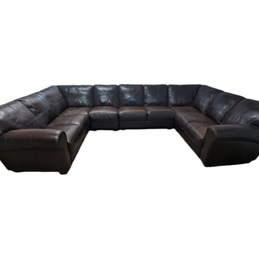 Big Brown Leather Sectional