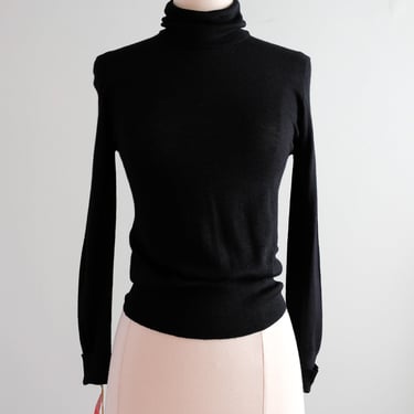 Perfect 1970's NOS Black Turtleneck Sweater by Saks Fifth Avenue / Small