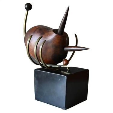 Abstract Wood and Brass Scorpion Sculpture, ca. 1965