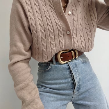 Vintage Latte Cable Knit Cardigan