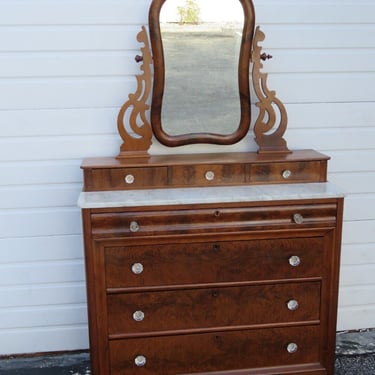 Empire Late 1800s Tall Chest of Drawers with Tilted Mirror 3703