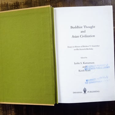 Vintage 1977 - Book Buddhist Thought and Asian Civilization Antique Book Vintage Book Old Book Buddhist Book Buddhism 