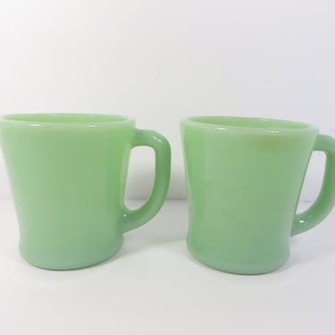 Vintage Fire King Jadeite Mugs - D-Handle Jadeite Mugs 