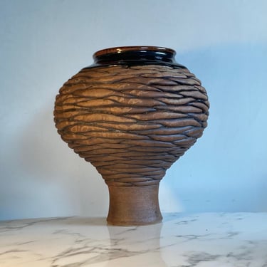 Massive coiled pottery studio vase 