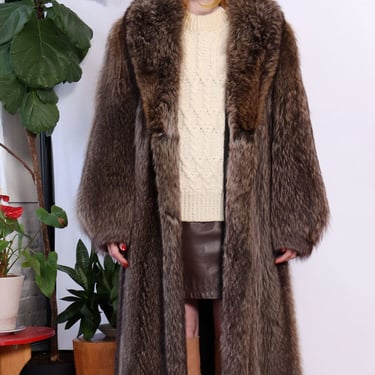 Madison Ave Raccoon Fur Coat M