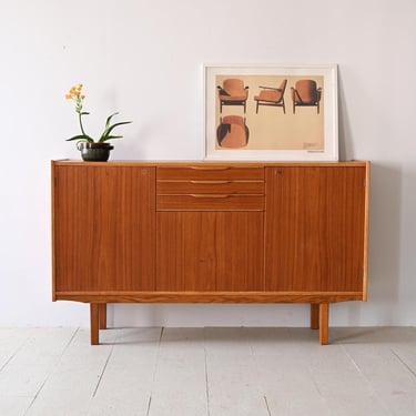 Vintage 1960s Scandinavian Teak and Oak Highboard | Mid-Century Modern Sideboard 