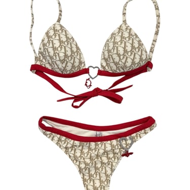 Dior Tan + Red Heart Logo Bikini