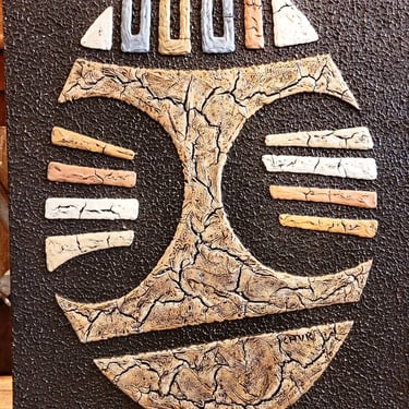 1970s Chuk Morris Mixed Media  on Board. After an Ancient Mexican Ritual Mask 