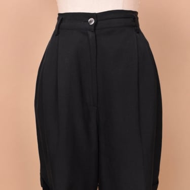 Black 80s Silk Shorts By Henri Bendel, M