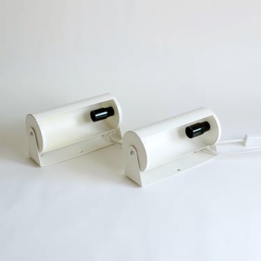 Vintage IKEA Lod Lamps, Cream Metal Adjustable Wall Lights, Set of 2, Postmodern 1980's 