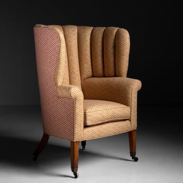 Barrel Back Chair in Patterned Linen by Zak + Fox