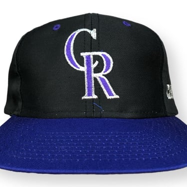 Vintage 90s Competitor Colorado Rockies MLB Baseball Side Spell Out Embroidered SnapBack Hat Cap 