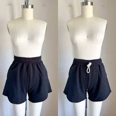 Vintage Black Sweat Shorts / cutoff sweatpants // S 