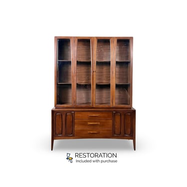 Broyhill Emphasis Mid Century Modern China Cabinet Display Case with Credenza c. 1960s 