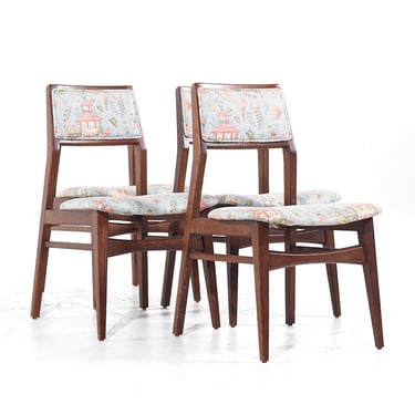 Jens Risom Mid Century Walnut Side Dining - Set of 4 - mcm 