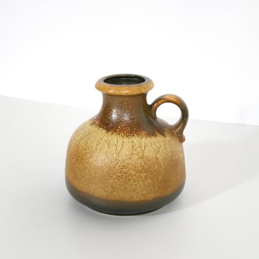 Vintage Scheurich Keramik Haro Beige Brown Textured Fat Lava Ceramic Pitcher Vase Mid Century Modern West German Pottery Art Modernist WGP 