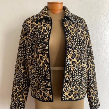 vintage silk blend quilted animal print jacket 