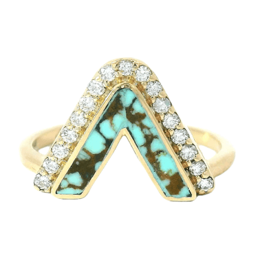 Pavé Diamond Apex Ring Crown - No. 8 Turquoise