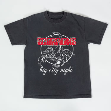 Vintage 80s Scorpions Big City Nights Band Tee - Men's Small, Women's Medium | 1988 Album Faded Black Metal Rock Music Graphic T Shirt 