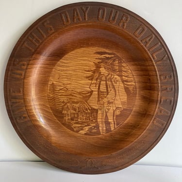Vintage Wood Bread Plate Thanksgiving Plate 