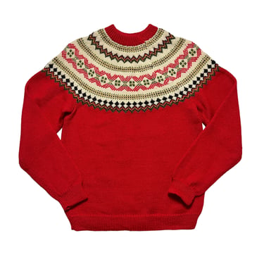 Vintage Women's Wool FAIR ISLE Sweater ~ Crewneck / Pullover ~ Fisherman ~ 