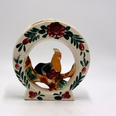 vintage Rooster wall pocket or vase 