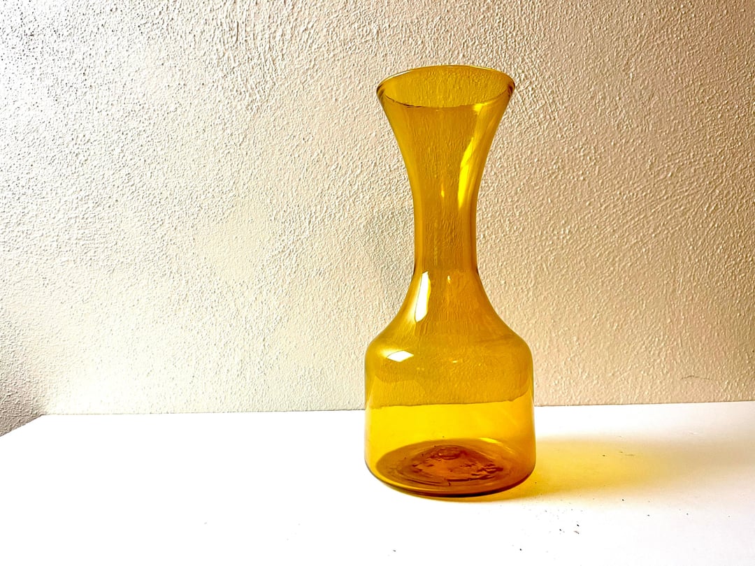 Newest Blenko Jonquil Yellow Vintage Glass Decanter