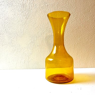 Vintage 1950s Blenko Art Glass Jonquil Yellow Vase by Wayne Husted 