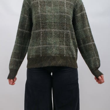 1980s Oversized Green and Gray Sweater by Robert Bruce