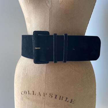 Vintage ‘80s ‘90s Express black suede wide belt | genuine leather belt, cinch belt USA, S/M 