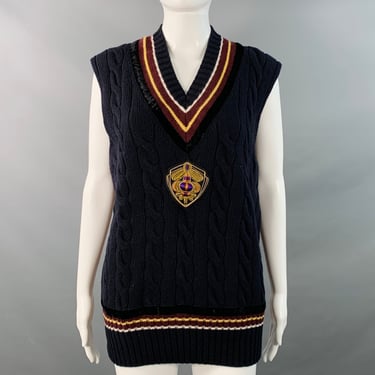 DRIES VAN NOTEN AW16 Runway Size M Black Burgundy Merino Wool Cashmere Vest