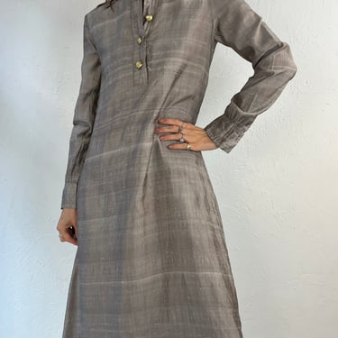 80s Gray Long Sleeve Kaftan Dress / Small 