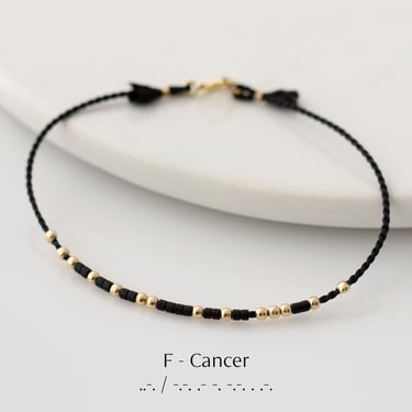 F Cancer Morse Code Bracelet, Personalized Silk String Bracelet with Message in Morse Code, Cancer Sucks Bracelet, Fuck Cancer Bracelet 