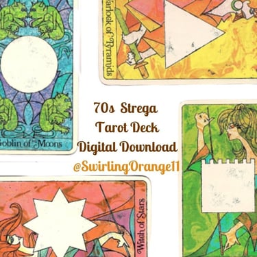 Instant Fortune Telling Game, Digital Download Strega Tarot Card Deck wo Instructions 