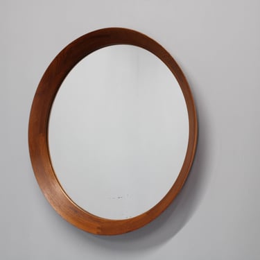 1960s Pedersen & Hansen Round Teak Mirror, Denmark / Vintage Mirror / Wood 