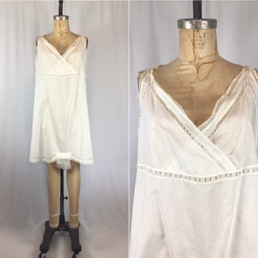 Vintage Edwardian step in | Vintage white embroidered cotton chemise | 1910s white chemisette 
