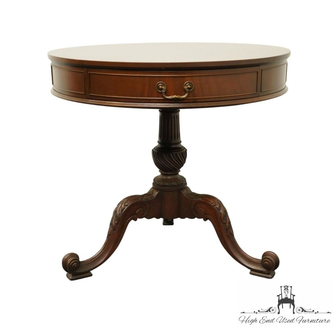 IMPERIAL FURNITURE Genuine Carved Mahogany Traditional Style 30" Round Pedestal Drum High End