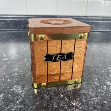 Vintage Wood banded Tea Canister, Square Tea Canister Replacement, Rustic Farmhouse Canisters, Replacement Canister w/Lids, Home decor 