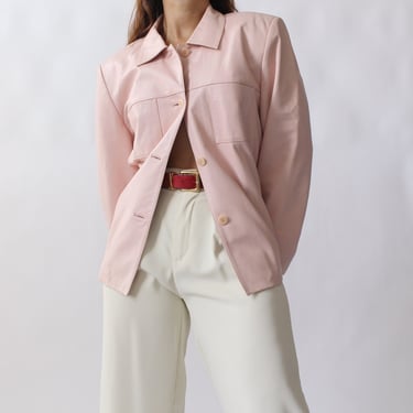 90s Soft Petal Pink Leather Jacket