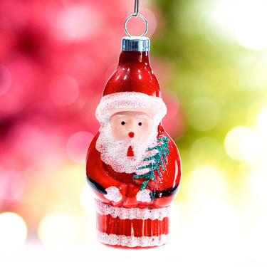 VINTAGE: Santa Glass Ornament - Blown Figural Glass Ornament - Christmas Ornament - SKU 30-403-00016095 