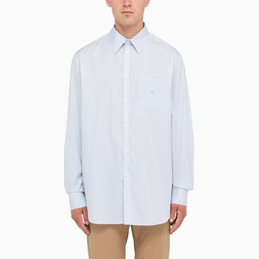 Valentino White And Blue Striped Shirt Men