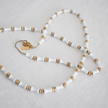 1960s Monet White Bead Necklace on a Skinny Chain 
