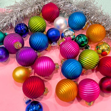 VINTAGE: 26pc - Small Colorful Mercury Glass Ornaments - Christmas Bulbs - Holiday Ornaments - Decorations - Craft 