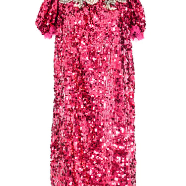 Dolce and Gabbana Sequin Jeweled Collar Dress