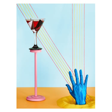 Still Life Photograph With Cocktail & Blue Hand, Abstract, Cocktail Photo, Surreal, Martini Glass 
