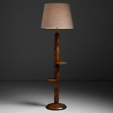 Wooden Floor Lamp w/ Shelves