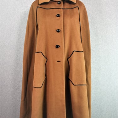 1940-1950s - Wool Cape - Camel - Carmel - One Size 